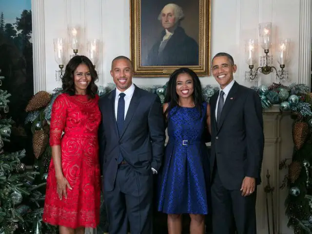 Rumored husband and wife couple; Jemele Hill and Michael Smith with Barack Obama